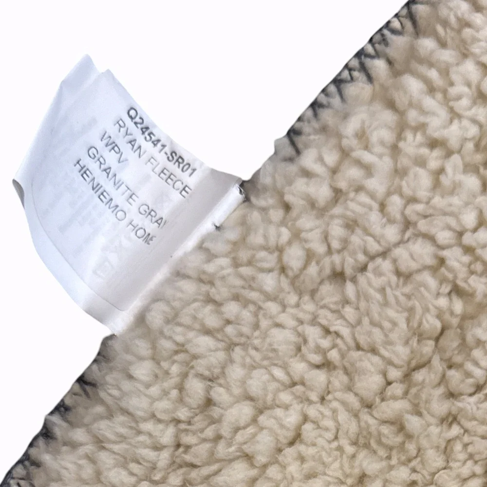 Heniemo Home Reversible Granite Gray Fleece/Cream Sherpa Double Blanket NEW